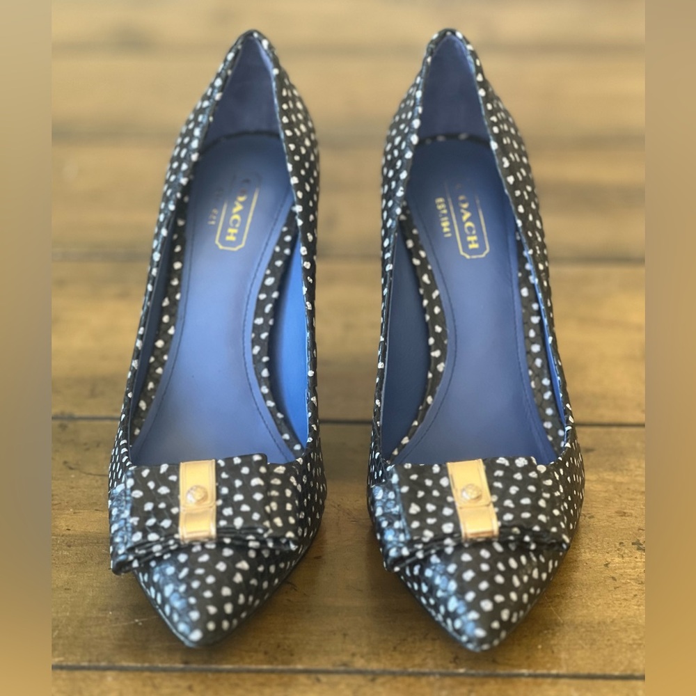 Coach Landrie black Leather Polka Dot High Heels – Size 6